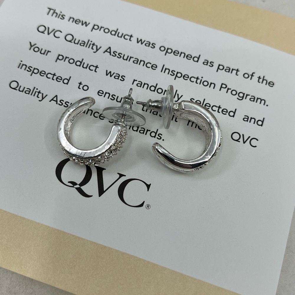 Vintage QVC Necklace & Earring Set – Silver-Tone with Crystal / CZ Accents - Picture 14 of 17